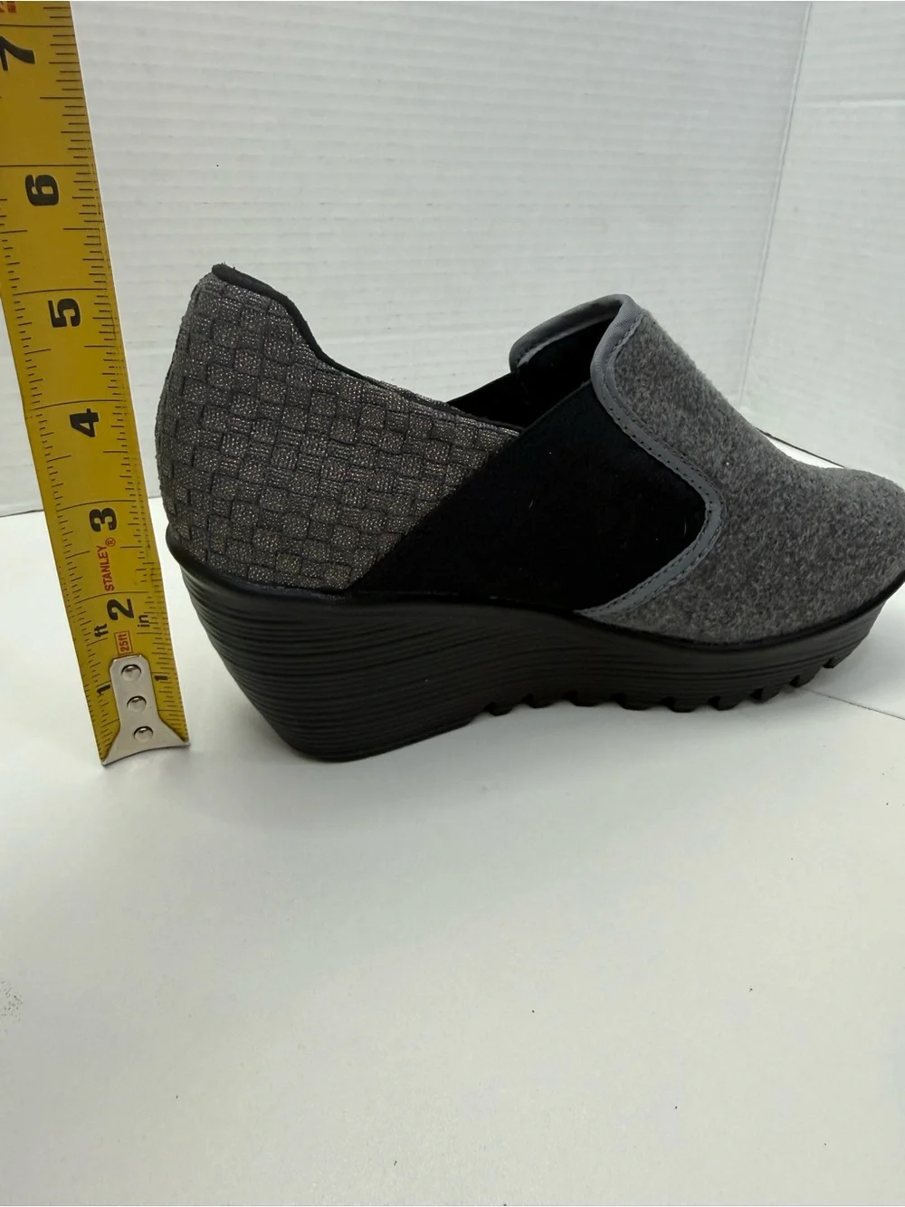 bernie mev. Gray and Black Slip-On Wedge Sneakers size 37